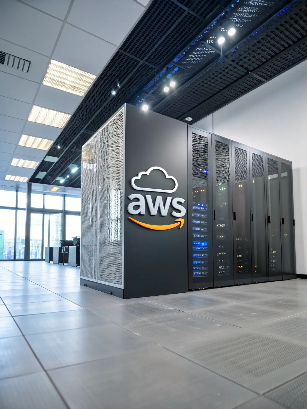 A visually appealing representation of the AWS (Amazon Web Services) logo, highlighting its cloud computing capabilities, used by SamyLabs.